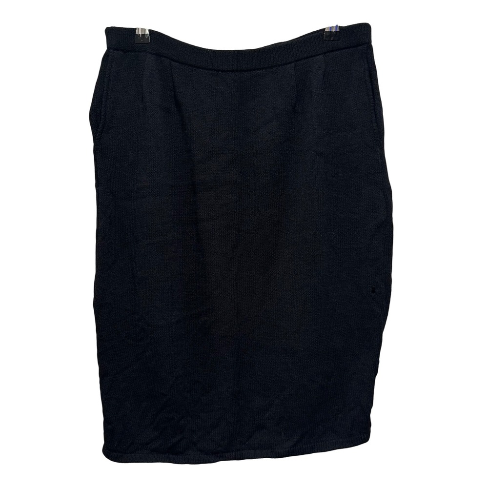 Vintage St.‎ John Sportswear Knit Skirt Size 8 Black Pencil Made in USA *flaw